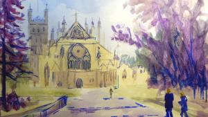 The Sunday Art Show - Exeter Cathedral Watercolour Painting